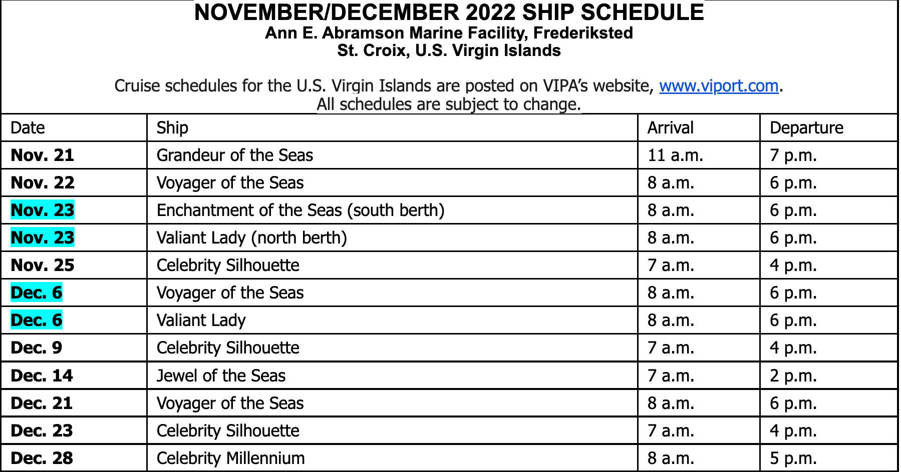 Nov-Dec-2022-VIPA-Schedule
