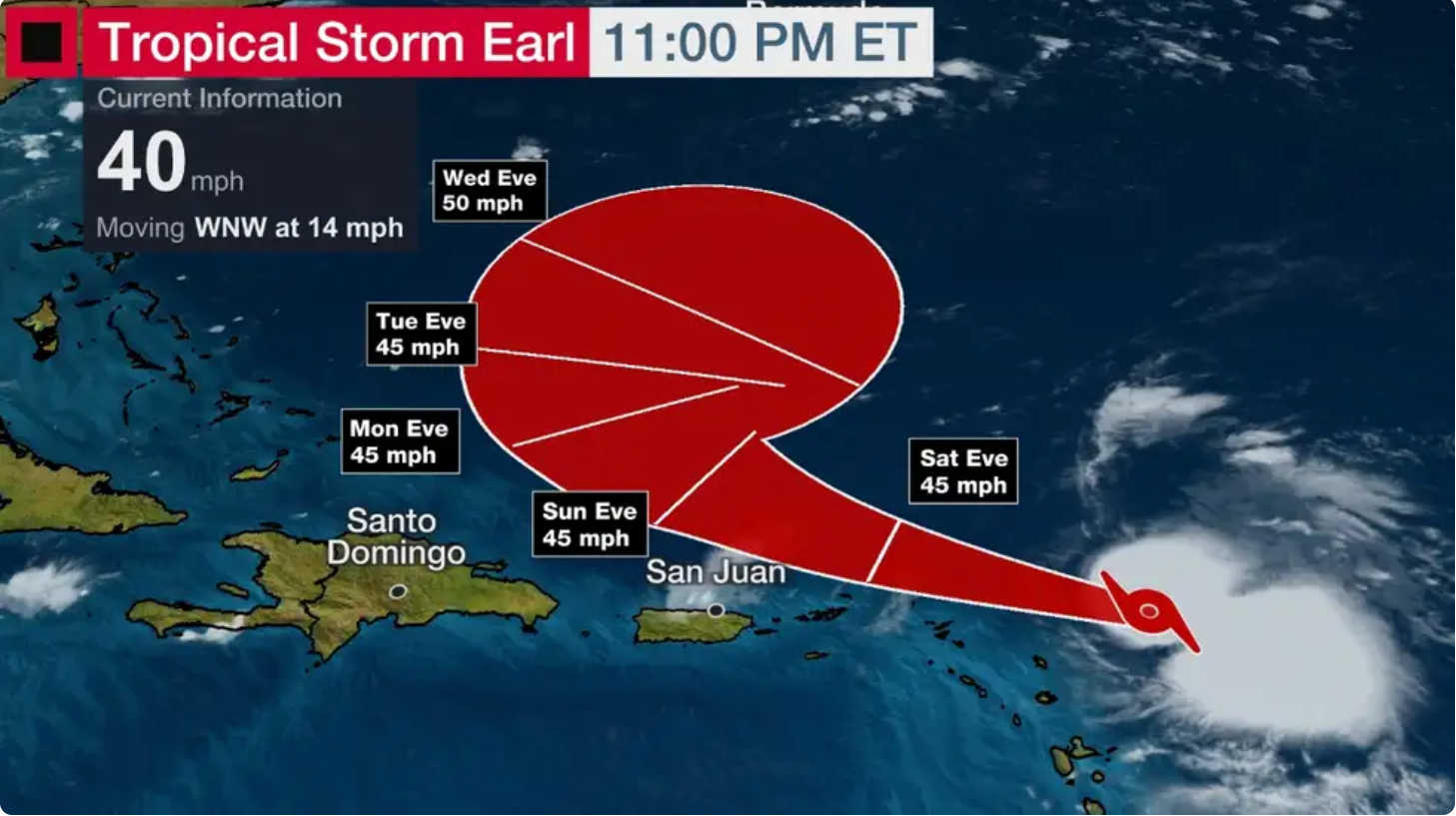 Tropical Storm Earl Forms, Expected to Pass North of USVI and Puerto